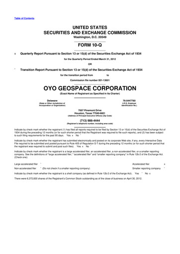 Thumbnail Geospace Technologies
 10-Q Quarterly Report FY2012 