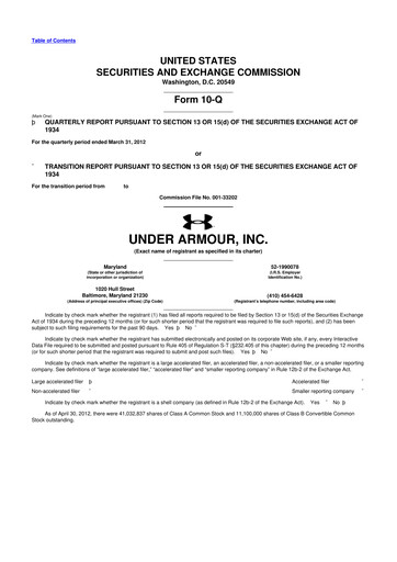 Vorschaubild Under Armour
 10-Q Quartalsbericht 2012 