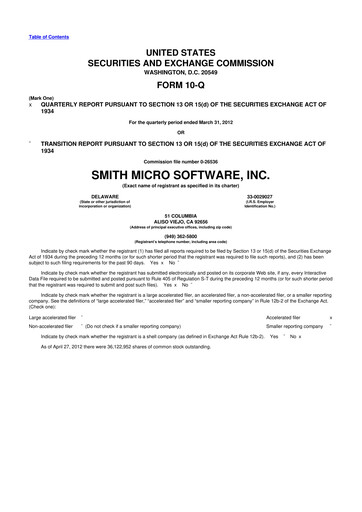 Thumbnail Smith Micro Software
 10-Q Quarterly Report FY2012 