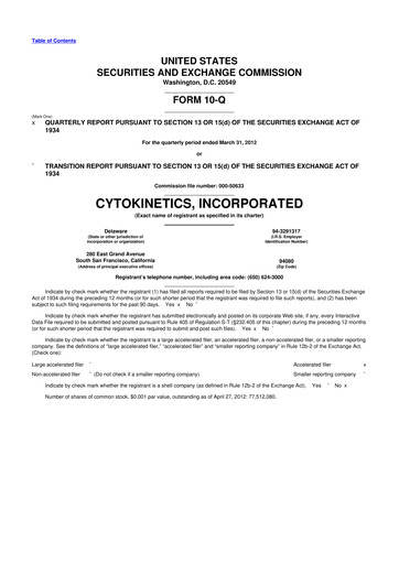 Thumbnail Cytokinetics
 10-Q Quarterly Report FY2012 
