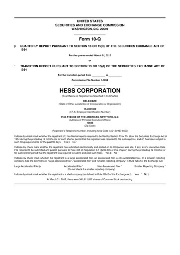 Vorschaubild Hess 10-Q Quartalsbericht 2012 