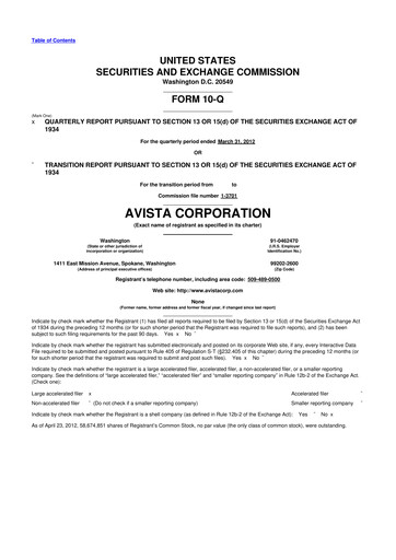Thumbnail Avista
 10-Q Quarterly Report FY2012 