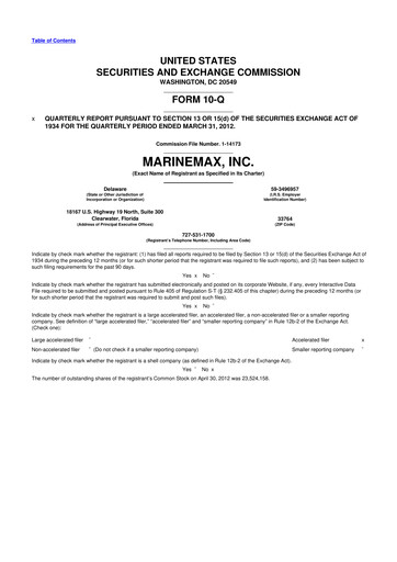 Thumbnail MarineMax 10-Q Quarterly Report FY2012 