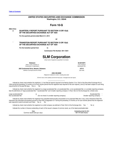Thumbnail SLM Corporation (Sallie Mae) 10-Q Quarterly Report FY2012 