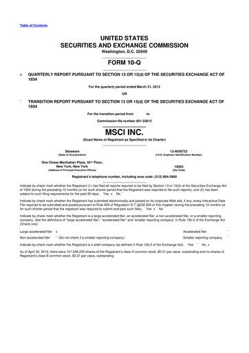 Vorschaubild MSCI 10-Q Quartalsbericht 2012 