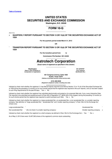 Miniature Astrotech 10-Q Rapport trimestriel 2012 