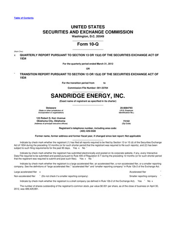 Thumbnail SandRidge Energy
 10-Q Quarterly Report FY2012 