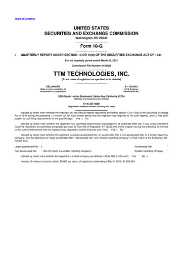 Thumbnail TTM Technologies
 10-Q Quarterly Report FY2012 