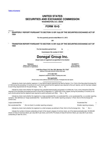 Thumbnail Donegal Group 10-Q Quarterly Report FY2012 