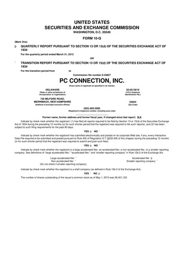 Miniature PC Connection
 10-Q Rapport trimestriel 2012 