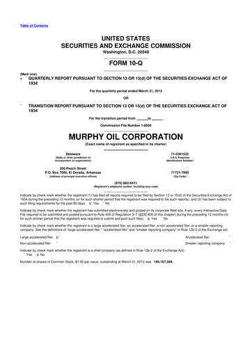 Thumbnail Murphy Oil
 10-Q Quarterly Report FY2012 