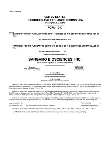 Thumbnail Sangamo Therapeutics
 10-Q Quarterly Report FY2012 