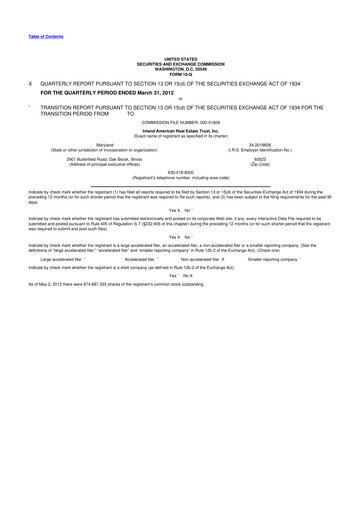 Thumbnail InvenTrust Properties 10-Q Quarterly Report FY2012 