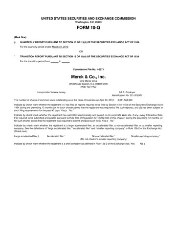 Miniature Merck 10-Q Rapport trimestriel 2012 