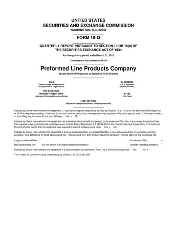 Thumbnail Preformed Line Products 10-Q Quarterly Report FY2012 