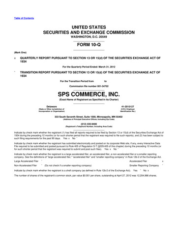 Thumbnail SPS Commerce
 10-Q Quarterly Report FY2012 