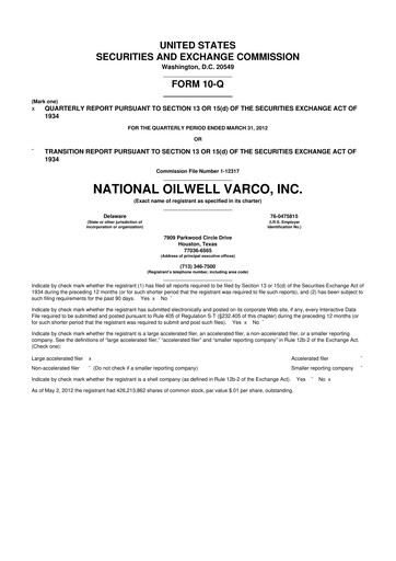 Thumbnail NOV 10-Q Quarterly Report FY2012 