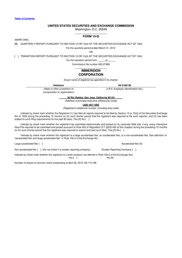 Miniature Immersion Corporation
 10-Q Rapport trimestriel 2012 