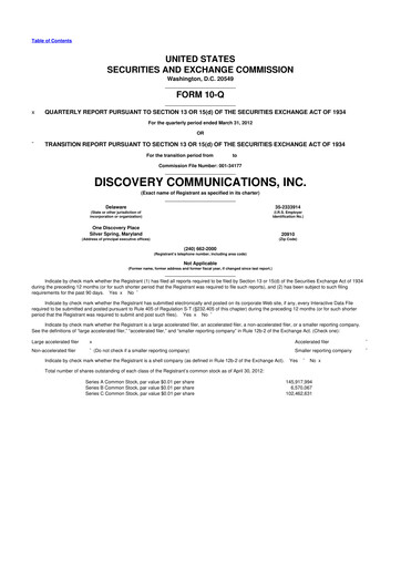 Thumbnail Warner Bros. Discovery 10-Q Quarterly Report FY2012 
