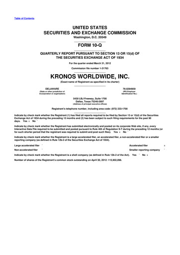 Thumbnail Kronos Worldwide 10-Q Quarterly Report FY2012 