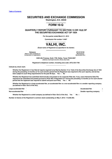 Thumbnail Valhi 10-Q Quarterly Report FY2012 