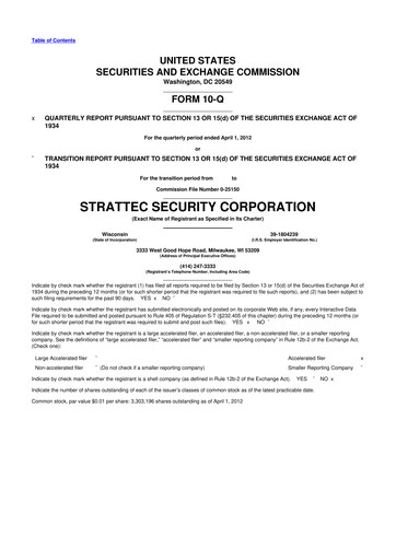 Vorschaubild Strattec Security 10-Q Quartalsbericht 2012 