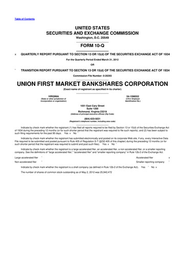 Vorschaubild Atlantic Union Bankshares 10-Q Quartalsbericht 2012 