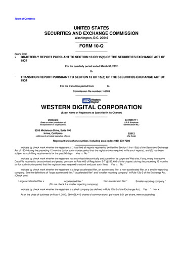 Thumbnail Western Digital 10-Q Quarterly Report FY2012 