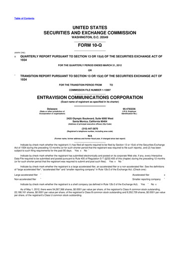 Thumbnail Entravision Communications
 10-Q Quarterly Report FY2012 