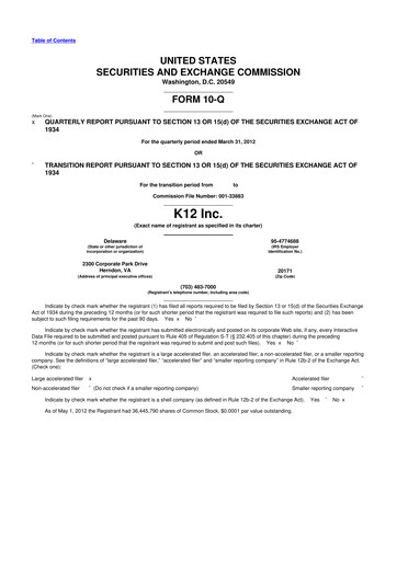 Thumbnail Stride (K12 Education)
 10-Q Quarterly Report FY2012 