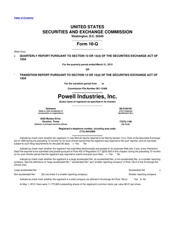 Thumbnail Powell Industries 10-Q Quarterly Report FY2012 