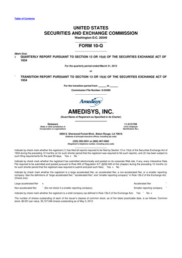 Thumbnail Amedisys 10-Q Quarterly Report FY2012 