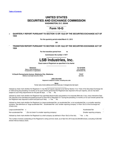 Thumbnail LSB Industries 10-Q Quarterly Report FY2012 