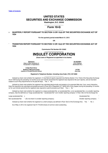 Thumbnail Insulet 10-Q Quarterly Report FY2012 