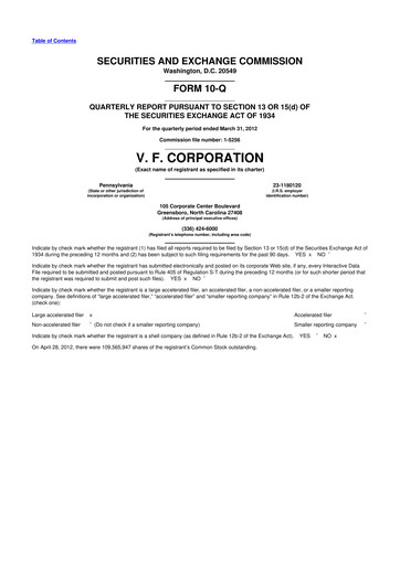 Vorschaubild VF Corporation 10-Q Quartalsbericht 2012 