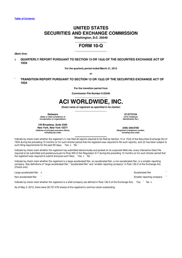 Thumbnail ACI Worldwide
 10-Q Quarterly Report FY2012 