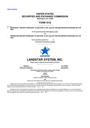 Thumbnail Landstar System
 10-Q Quarterly Report FY2012 