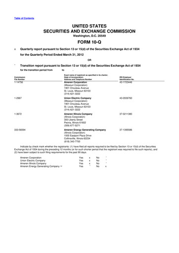 Thumbnail Ameren
 10-Q Quarterly Report FY 