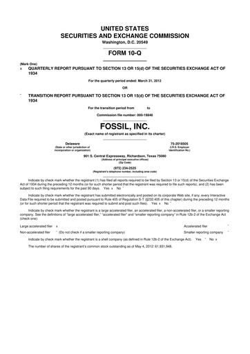 Thumbnail Fossil Group 10-Q Quarterly Report FY2012 