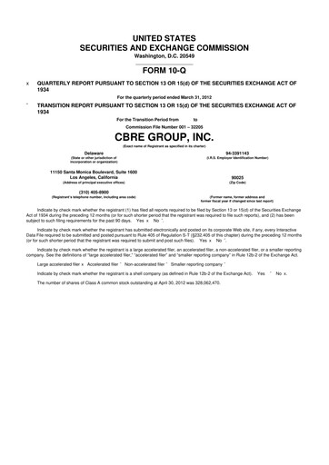 Miniature CBRE Group
 10-Q Rapport trimestriel 2012 