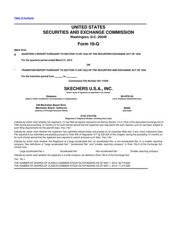 Thumbnail Skechers
 10-Q Quarterly Report FY2012 