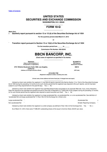 Thumbnail Hope Bancorp 10-Q Quarterly Report FY2012 