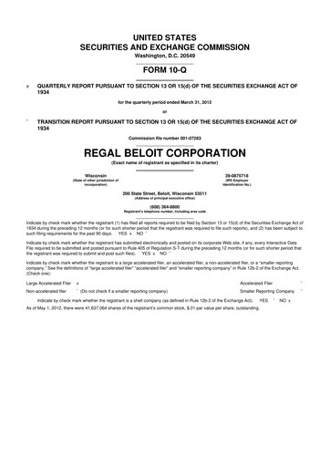 Thumbnail Regal Rexnord 10-Q Quarterly Report FY2012 