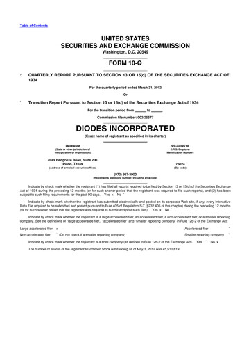 Thumbnail Diodes Incorporated 10-Q Quarterly Report FY2012 