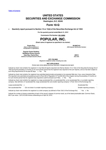 Thumbnail Popular, Inc. (Banco Popular de Puerto Rico) 10-Q Quarterly Report FY2012 