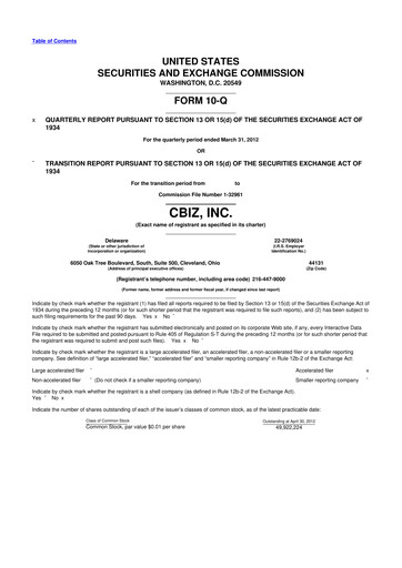 Thumbnail CBIZ 10-Q Quarterly Report FY2012 