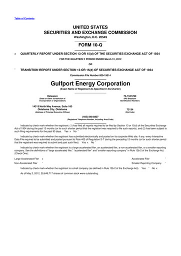 Thumbnail Gulfport Energy 10-Q Quarterly Report FY2012 