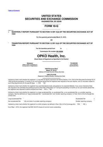 Thumbnail OPKO Health
 10-Q Quarterly Report FY2012 