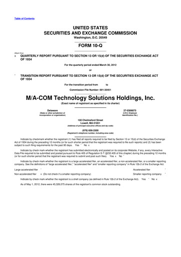 Miniature MACOM Technology Solutions 10-Q Rapport trimestriel 2012 