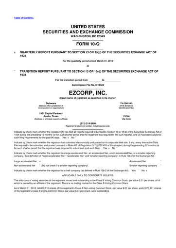 Thumbnail EZCorp 10-Q Quarterly Report FY2012 